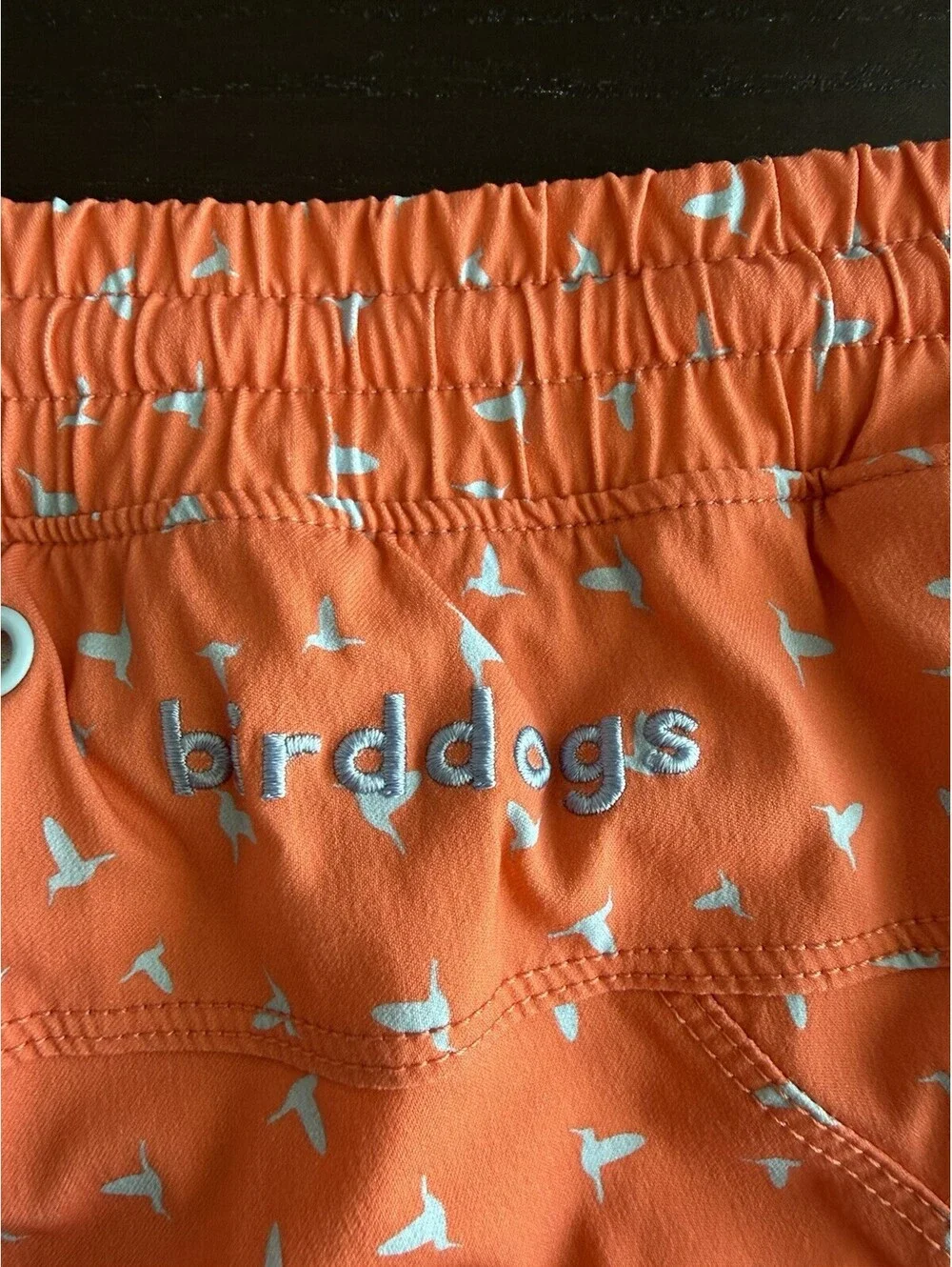 Birddogs 6” Swim Shorts XL Orange Bird Print Lined Drawstring Quick Dry Stretch